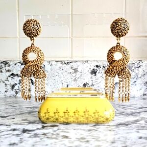 Vintage Satellite Paris goldtone door knocker clip on earrings.